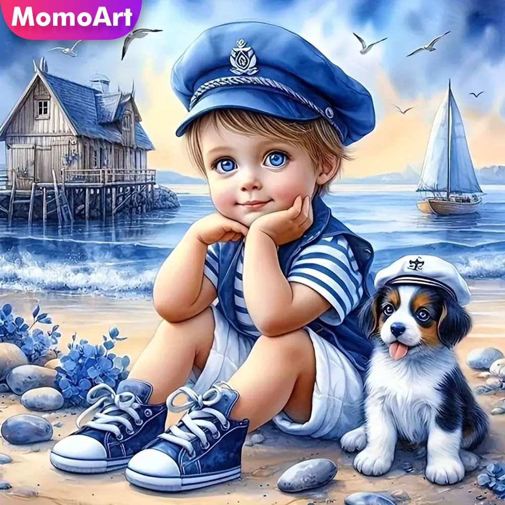 Photo Mosaic Print - Momoart-子供のための犬のモザイク絵画,完全なダイヤモンドの肖像画,ラインストーンの写真,刺embroidery,手工芸品,家の装飾,男の子