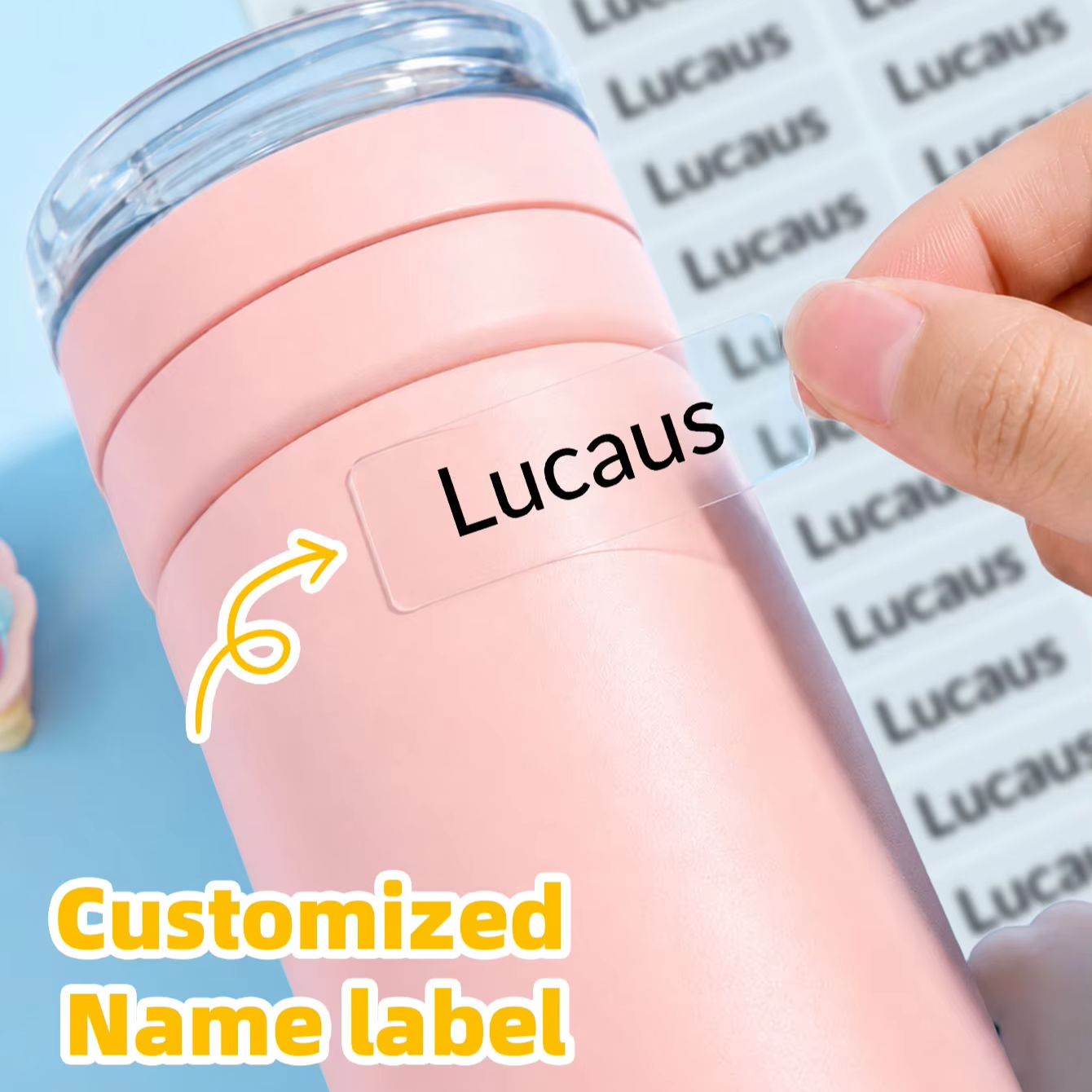 Personalized Name Box - 1-300枚のカスタム名入りステッカー、バックパック、ラップトップケース、コンテナ、オフィスの引き出し、ランチボックス用の防水ラベル