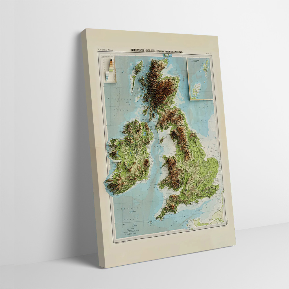 Custom Map Poster - 3D レリーフマップ 1922 年英国諸島印刷ポスターカスタム写真壁アートキャンバス絵画ギフト部屋の装飾インテリア