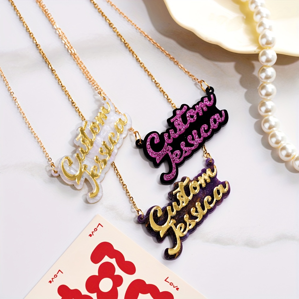 Name Necklace Custom - パーソナライズされた二層アクリルネームネックレス、二層のおしゃれなアクリルカスタムネームネックレス、素晴らしいジュエリーギフト
