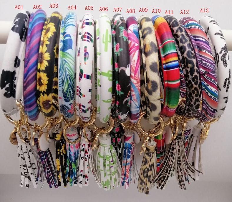 Monogram Keychain Leather - パーソナライズされたモノグラムキーホルダー,ヒマワリ,サボテン,エナメルディスク,大きなリスト,ブレスレット,タッセル,ギフト,卸売,ni399