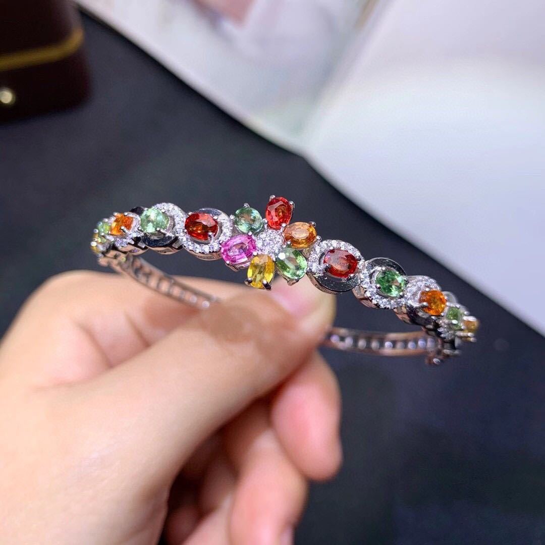 Coordinates Bracelet - Foydjew 新高級レインボーキャンディーカラー人工トルマリンブレスレット女性のファッションシルバーカラーブレスレットバングル女性のための