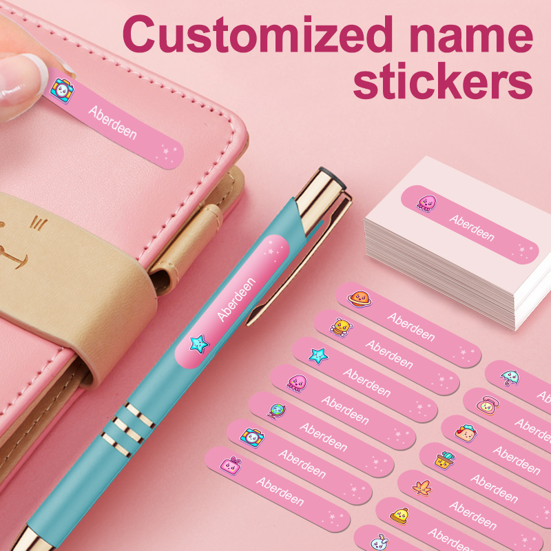 Personalized Name Box - 学校用ボトルやランチボックス用のパーソナライズされた防水ステッカー、カスタムネームラベル、耐久性のあるデカール、環境に優しい再利用可能