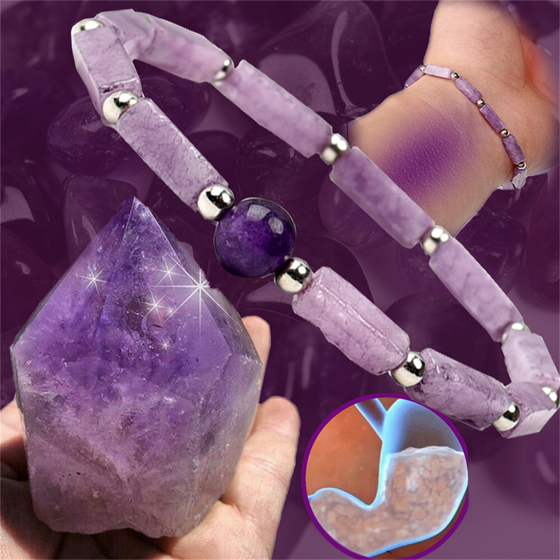 Coordinates Bracelet - 女性のための天然アメジストビーズエネルギーブレスレット,1ピース,ブレスレット,体の爆発,疲労の軽減,減量ギフト