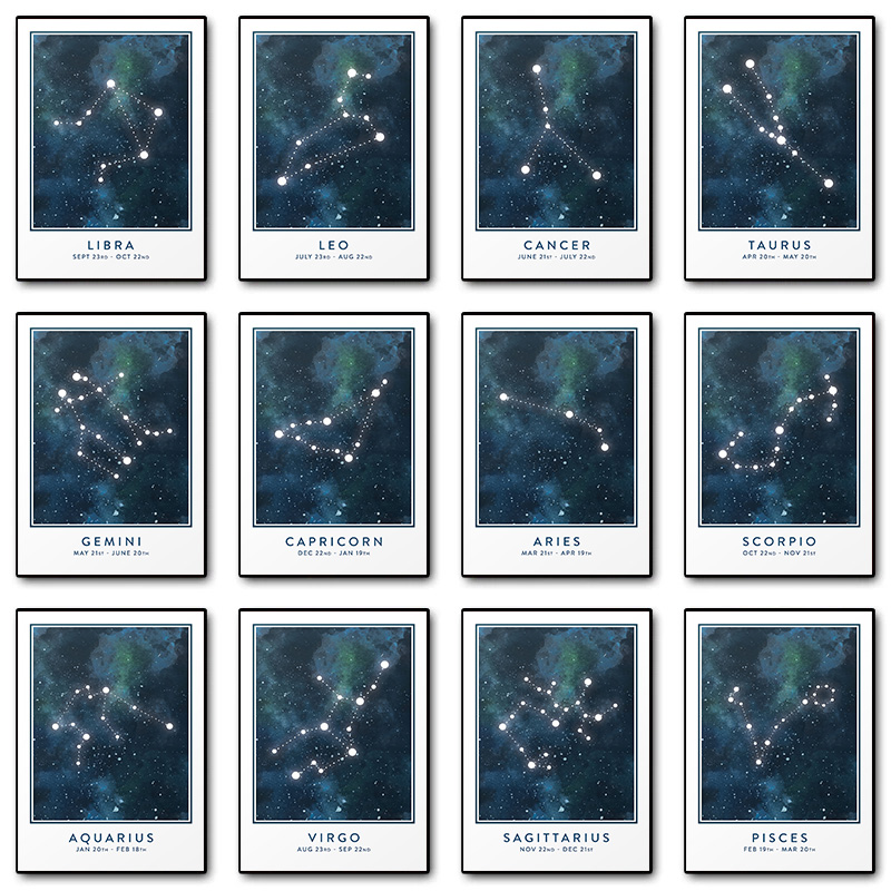 Custom Star Map - 占星術スターサイン星座牡羊座水瓶座山羊座蠍座ポスター壁アート写真キャンバス絵画ルーム家の装飾のギフト