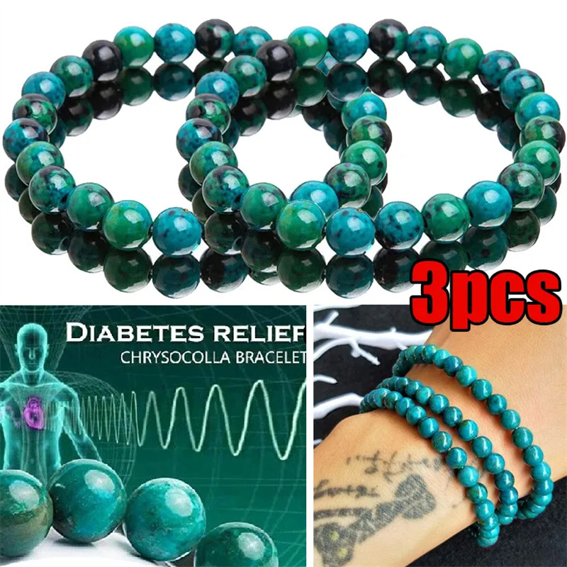Coordinates Bracelet - クリソコラマラカイトブレスレット女性男性天然石ビーズブレスレットラウンド糖尿病救済ブレスレットヒーリング減量ジュエリー