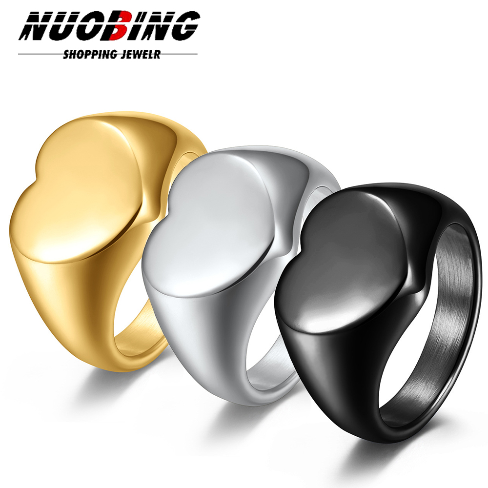Initial Ring Custom - カスタマイズされた女性シグネットリングかわいいハート Roung リング女性のためのステンレス鋼の幾何学的な指ヴィンテージウェディングアクセサリー
