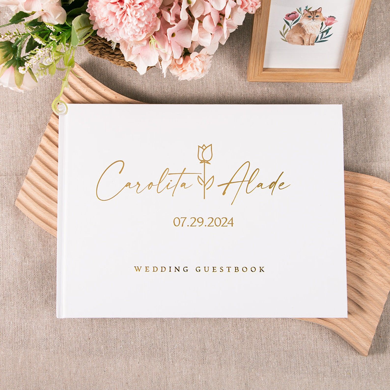 Custom Photo Book - カスタム結婚式のゲストブック パーソナライズされたゲストブックサイン 婚約フォトアルバムブック ユニークな結婚式のゲストブック 結婚式の記念品ギフト