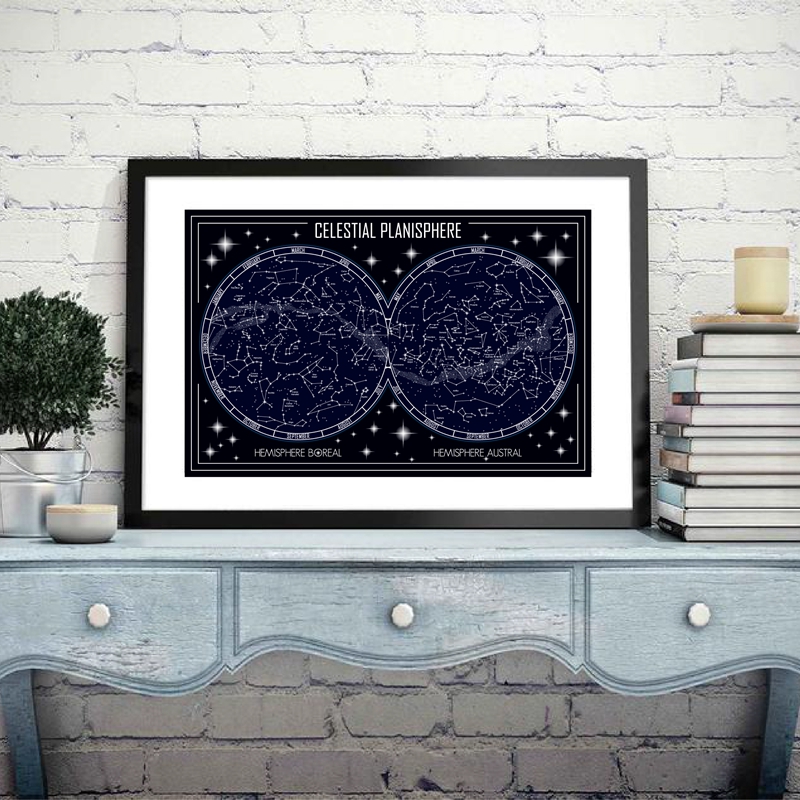 Custom Star Map - 天体planisphereマップキャンバスポスター幾何学的ミニマリスト星座壁アート写真絵画ホーム壁の装飾