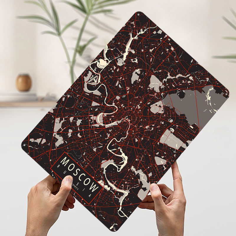 モスクワ市地図ベクトルメタルポスターカスタマイズされた壁アー - Custom Map Poster のレビューと価格