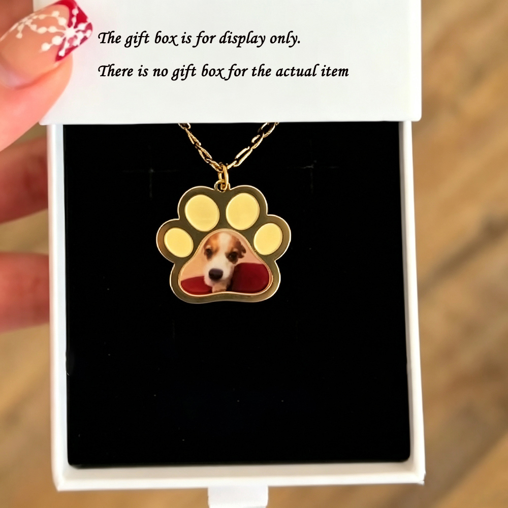 パーソナライズされたペットの足跡カラー印刷写真ネックレスステ - Name Necklace Custom のレビューと価格