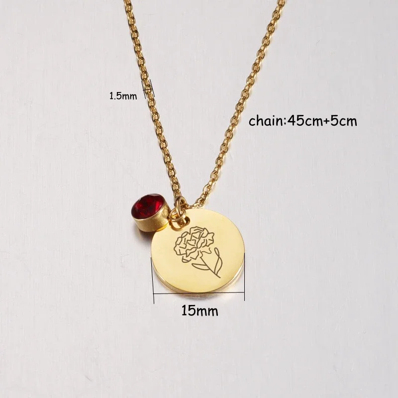 誕生月の花,ステンレス鋼のペンダント,誕生石,ママへのパーソ - Birth Flower Necklace のレビューと価格
