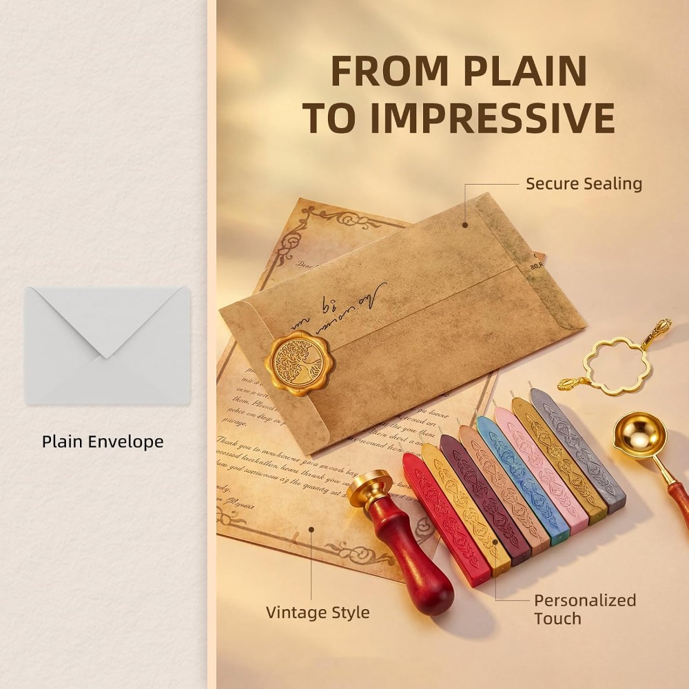 48個入りヴィンテージワックスシールスタンプキット、結婚式の - Wax Seal Letter Kit のレビューと価格