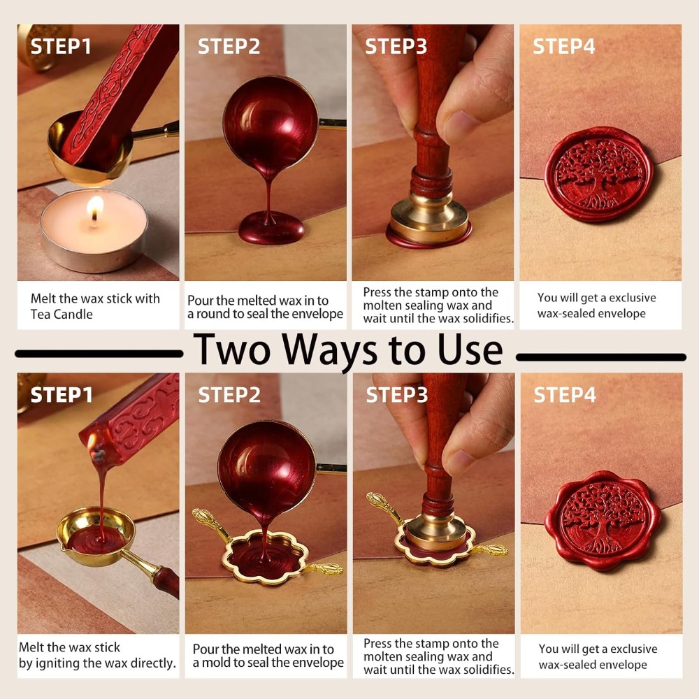 48個入りヴィンテージワックスシールスタンプキット、結婚式の - Wax Seal Letter Kit のレビューと価格