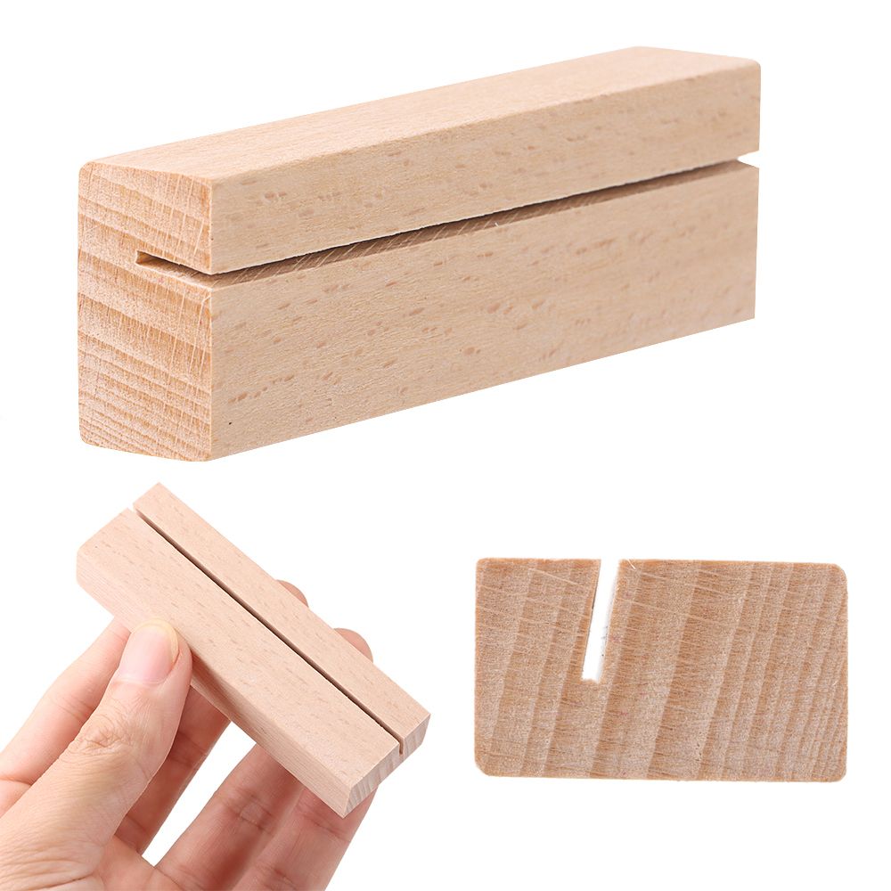 1個の長方形木製カードクリップ画像ホルダーブナフォトスタンド - Engraved Wood Frame のレビューと価格