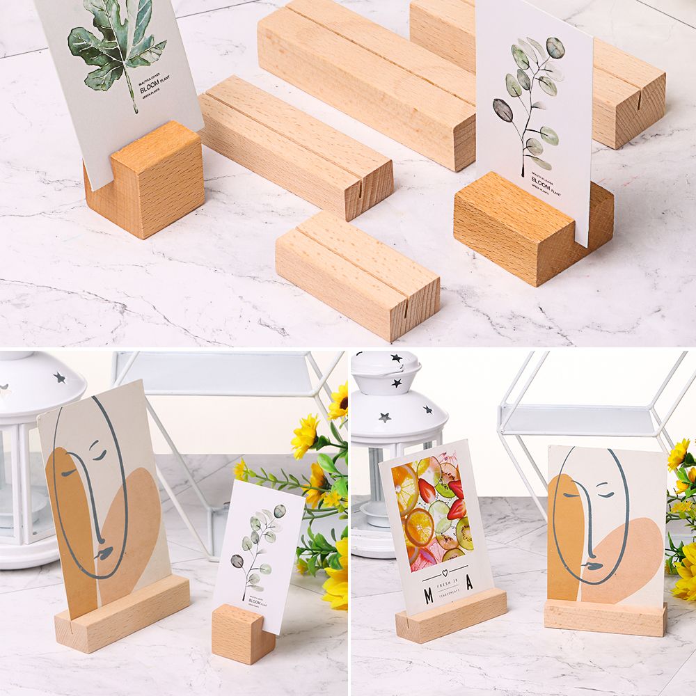 1個の長方形木製カードクリップ画像ホルダーブナフォトスタンド - Engraved Wood Frame のレビューと価格