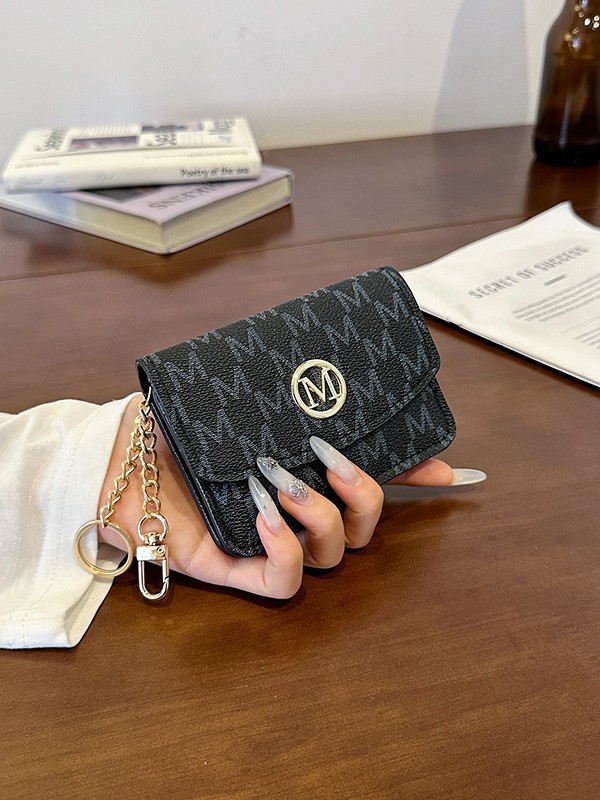 レトロなモノグラムプリントフェイクレザーカードホルダー、日常 - Monogram Keychain Leather のレビューと価格