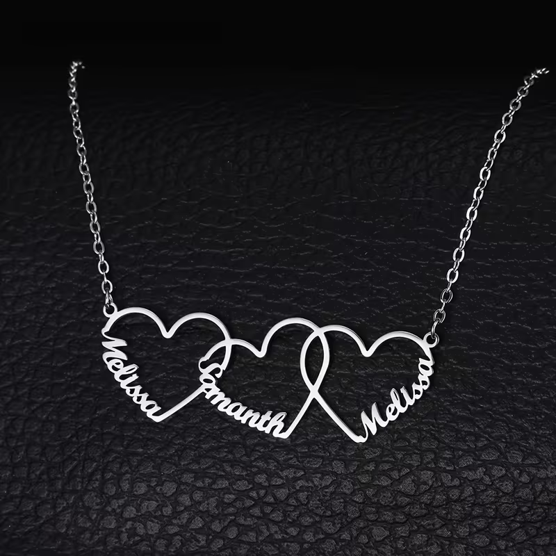 カスタムインターロッキングハートネームネックレス　名入れ1/ - Name Necklace Custom のレビューと価格
