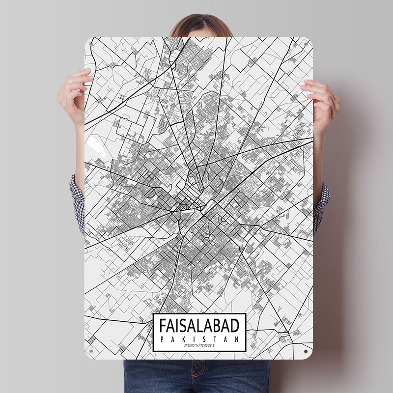 ファイサラバード市地図パキスタン軽量ブリキポスターカスタムウ - Custom Map Poster のレビューと価格