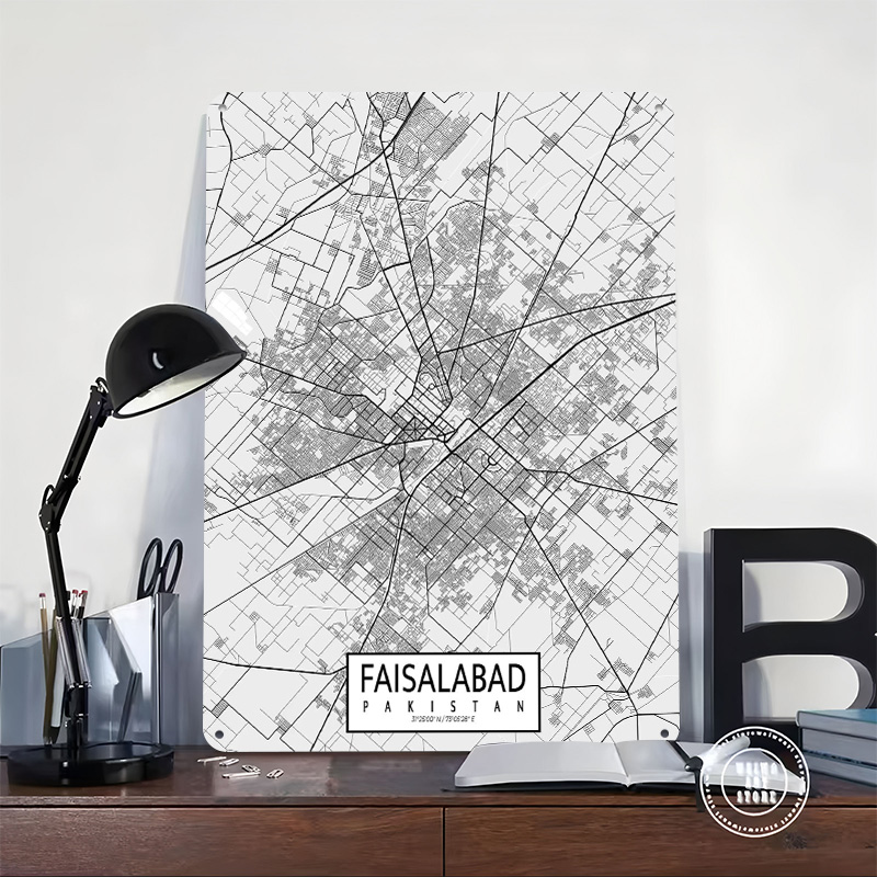 ファイサラバード市地図パキスタン軽量ブリキポスターカスタムウ - Custom Map Poster のレビューと価格
