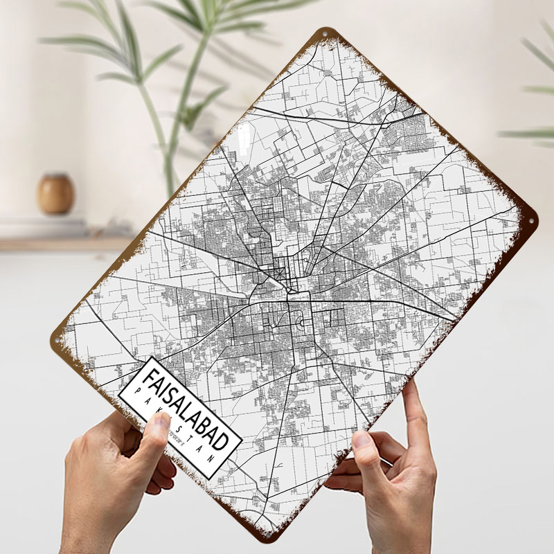 ファイサラバード市地図パキスタン軽量ブリキポスターカスタムウ - Custom Map Poster のレビューと価格