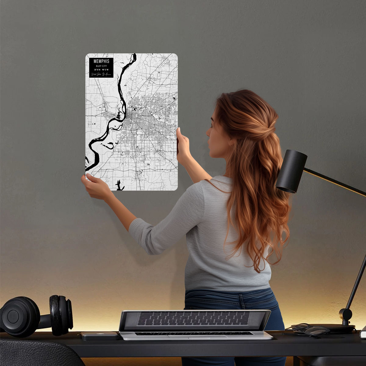 メンフィス、テネシー州、アメリカ、ブリキ看板、地図ポスター、 - Custom Map Poster のレビューと価格
