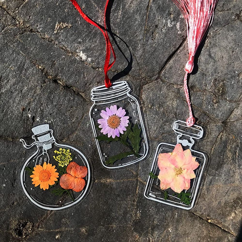 手作りの透明なドライフラワーのしおり,30個,植物ステッカー - Dried Flower Bookmark のレビューと価格