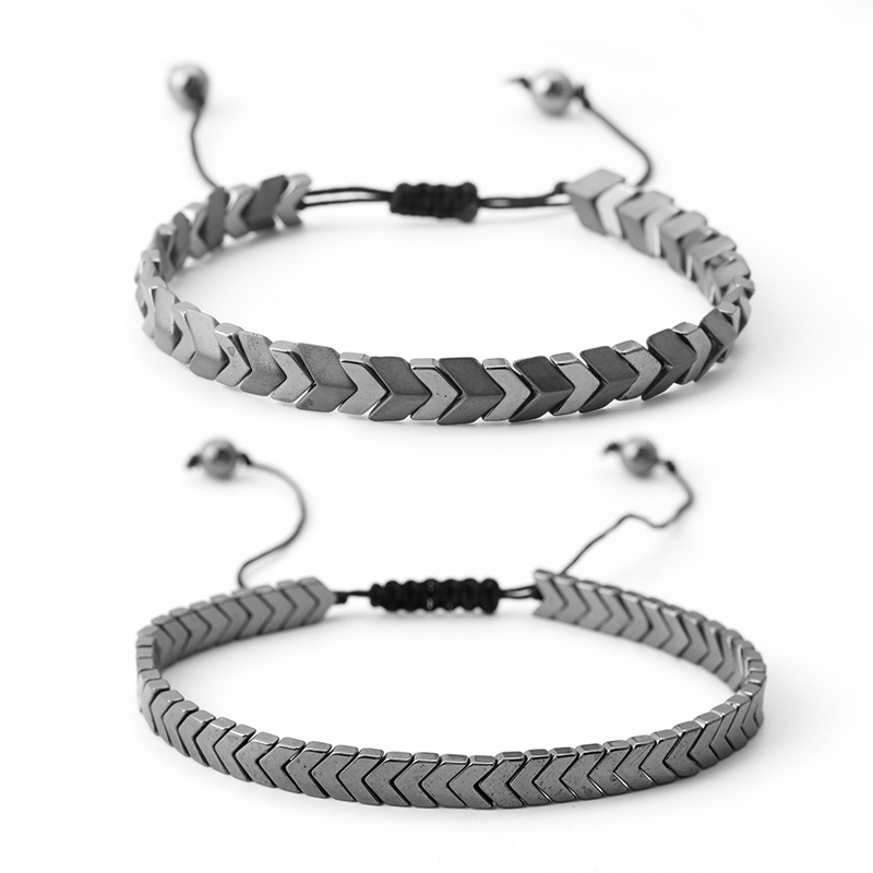 男性用ブラックストーンヘマタイトブレスレット,エネルギー,健 - Coordinates Bracelet のレビューと価格