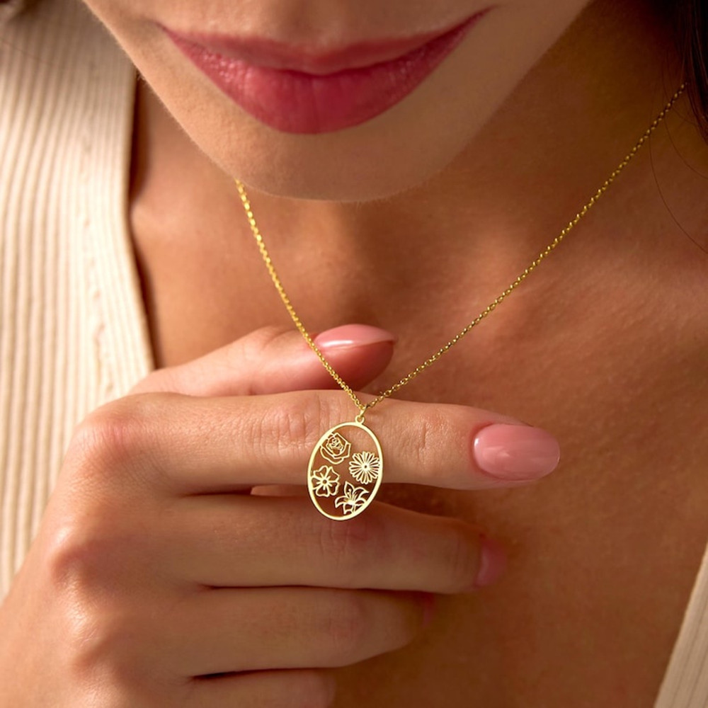 カスタム誕生花ネックレス　パーソナライズフラワーペンダントネ - Birth Flower Necklace のレビューと価格