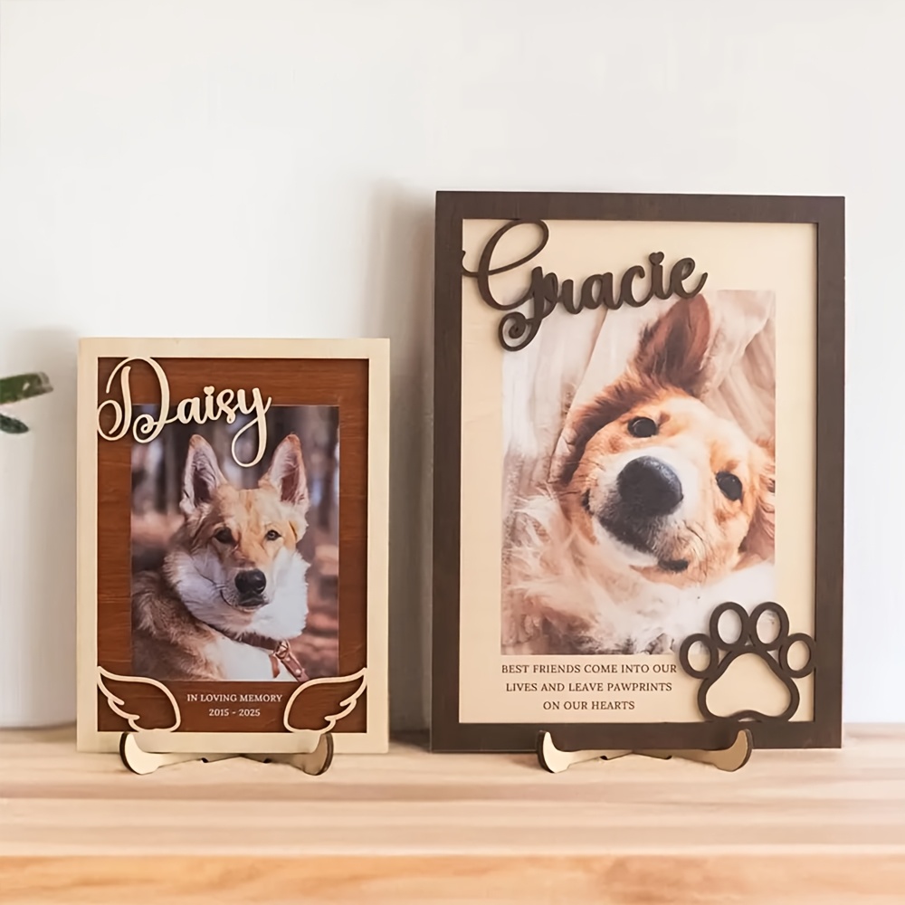カスタマイズ可能な木製ペット写真フレーム（名前と日付入り）- - Engraved Wood Frame のレビューと価格