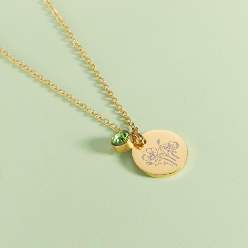 女性用クリスタルストーンネックレス,誕生日用,月,花,ステン - Birth Flower Necklace のレビューと価格