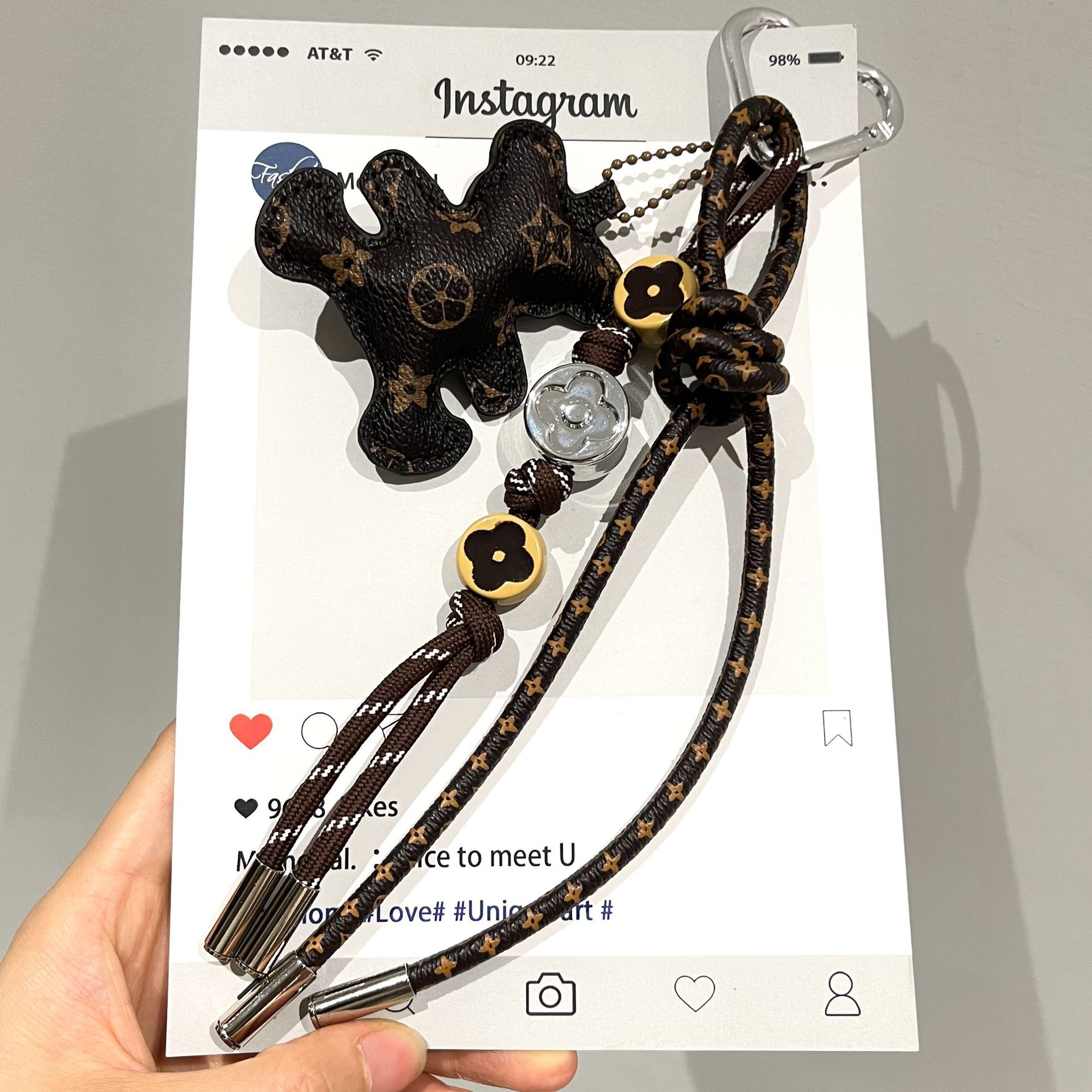 ミニベアーペンダントチャーム、バッグ用、DIYクラフトアクセ - Monogram Keychain Leather のレビューと価格