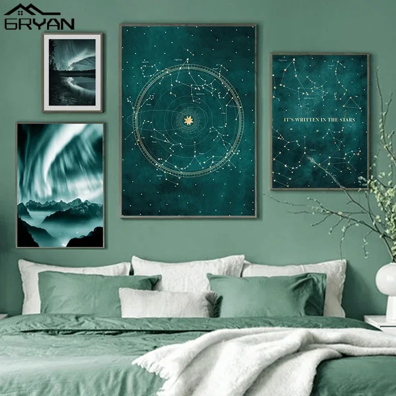 天の川星座星キャンバス占星術星座星座サインポスター魔法神話絵 - Custom Star Map のレビューと価格