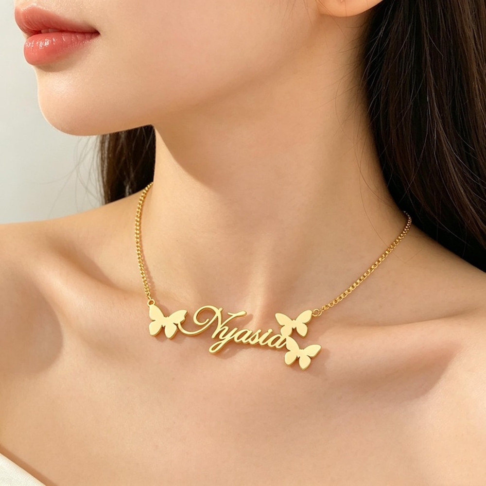 カスタムネームネックレスパーソナライズされたジュエリーステン - Birth Flower Necklace のレビューと価格