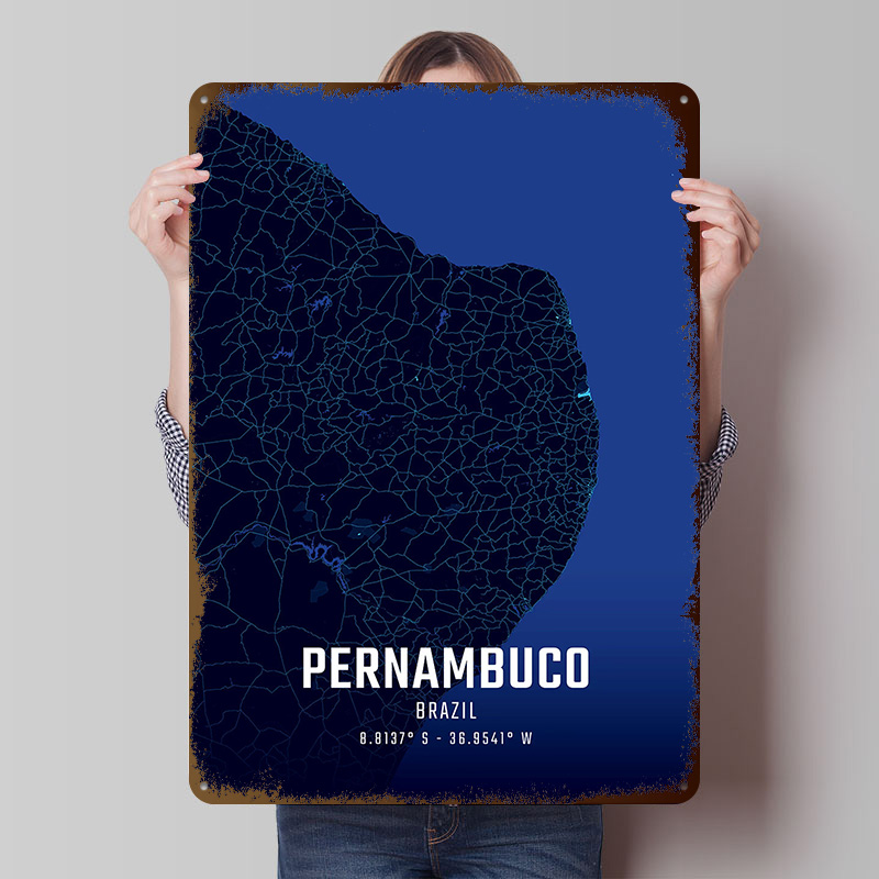 ペルナンブコ ミッドナイトシティマップ メタルポスター カス - Custom Map Poster のレビューと価格