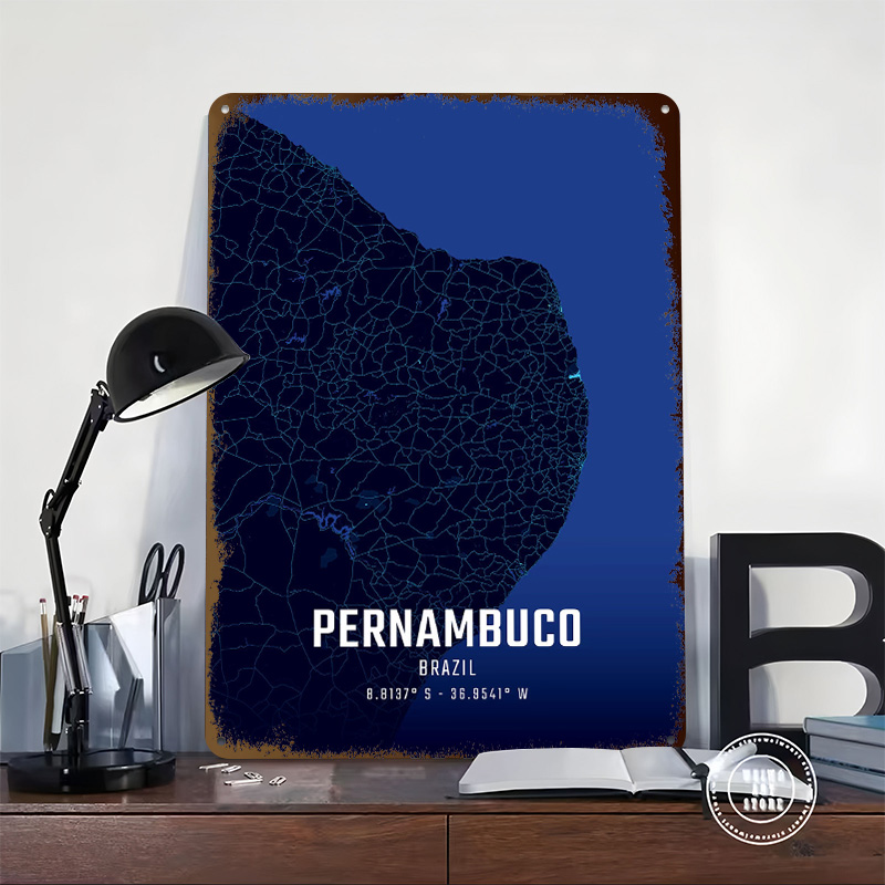 ペルナンブコ ミッドナイトシティマップ メタルポスター カス - Custom Map Poster のレビューと価格