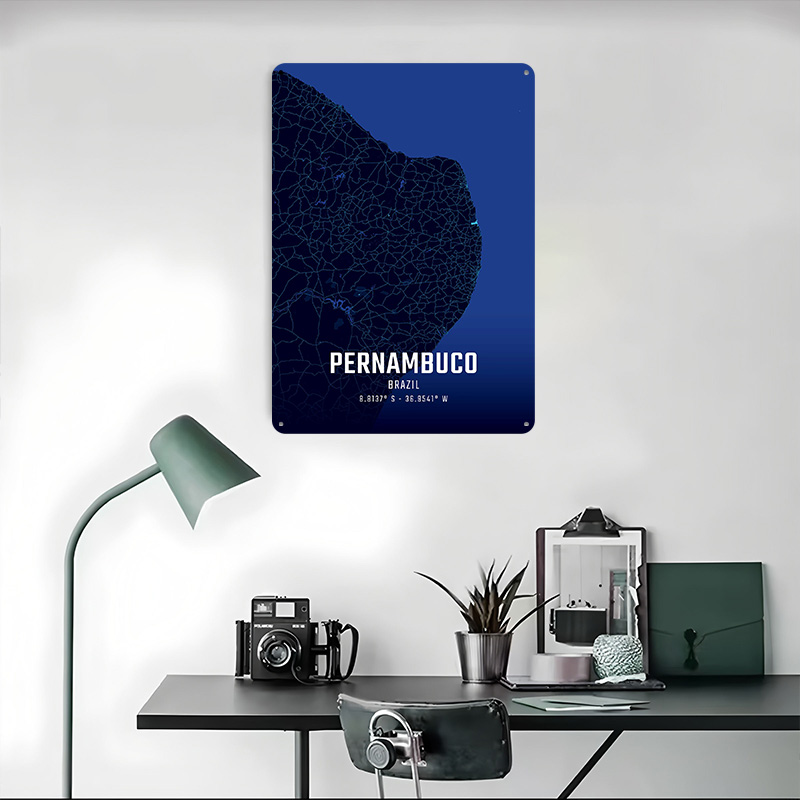 ペルナンブコ ミッドナイトシティマップ メタルポスター カス - Custom Map Poster のレビューと価格