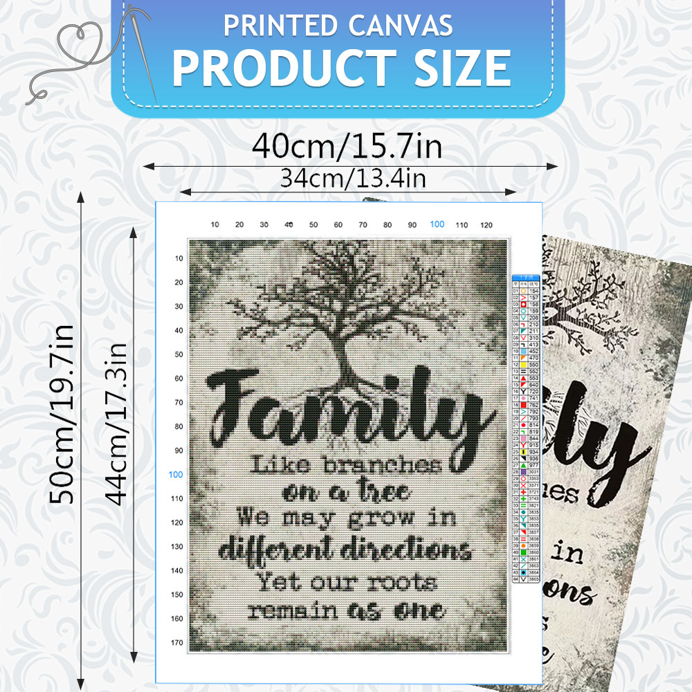 HUACAN 11CT クロスステッチコンプリートキット フ - Family Tree Print のレビューと価格