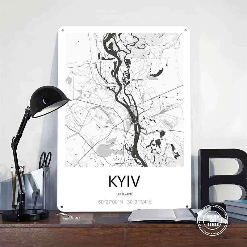 キエフ市地図プリントポスター、カスタマイズされたレトロな壁掛 - Custom Map Poster のレビューと価格