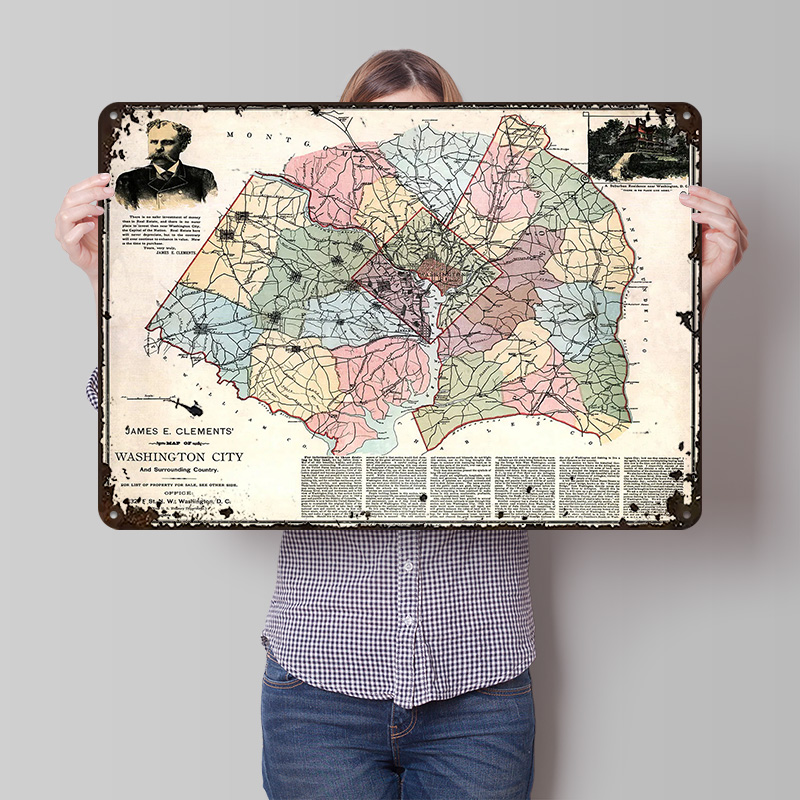 ワシントン市地図プリントポスターカスタマイズされたレトロな壁 - Custom Map Poster のレビューと価格