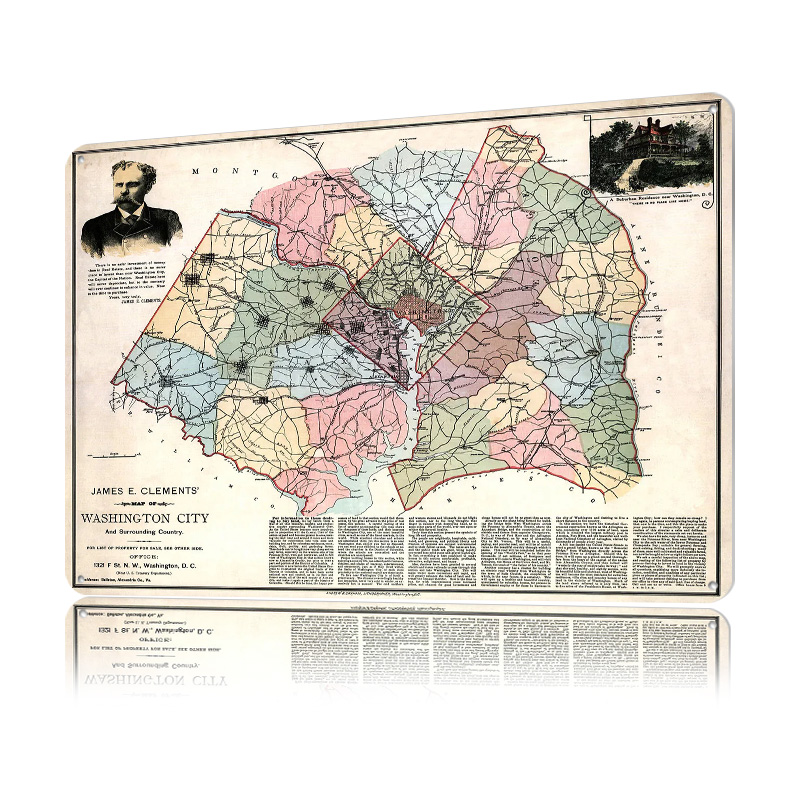 ワシントン市地図プリントポスターカスタマイズされたレトロな壁 - Custom Map Poster のレビューと価格