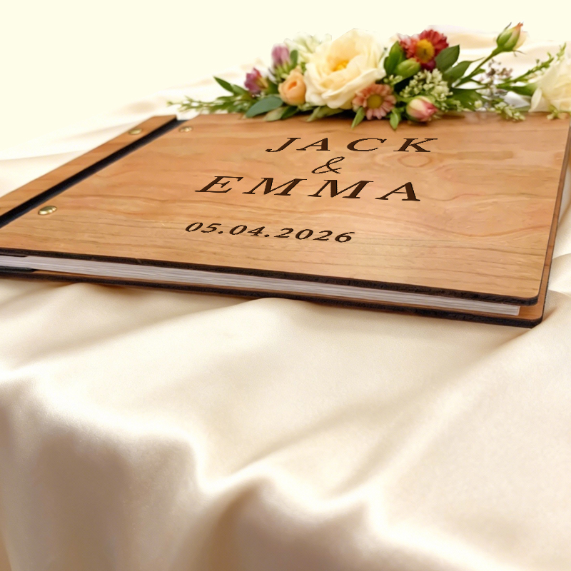 パーソナライズされた結婚式のゲストブック - 木製の結婚式の - Custom Photo Book のレビューと価格