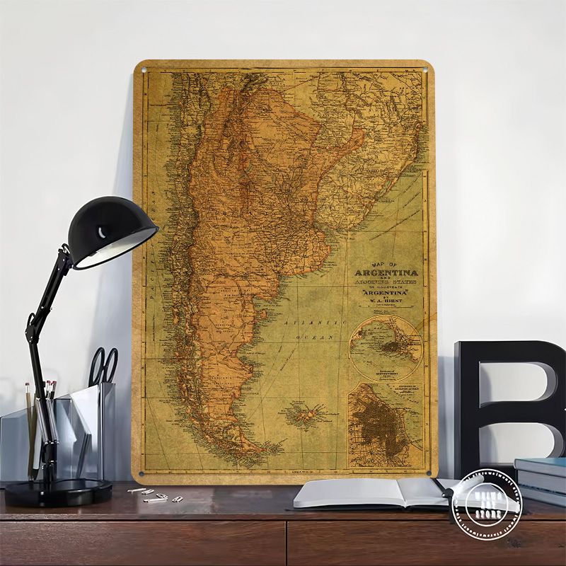 アルゼンチンのヴィンテージ地図ブリキポスター、カスタマイズさ - Custom Map Poster のレビューと価格