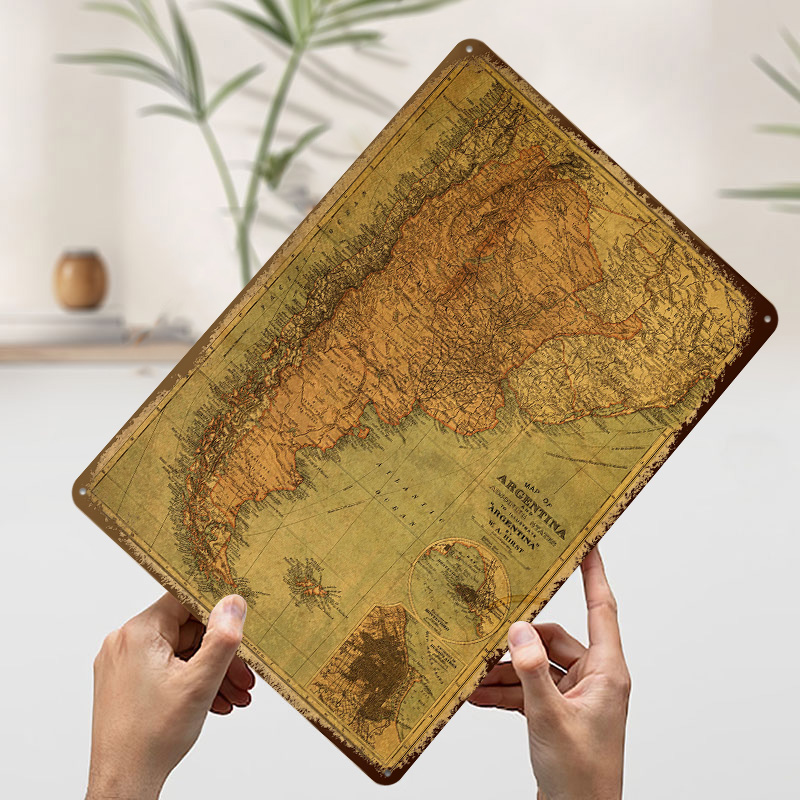 アルゼンチンのヴィンテージ地図ブリキポスター、カスタマイズさ - Custom Map Poster のレビューと価格