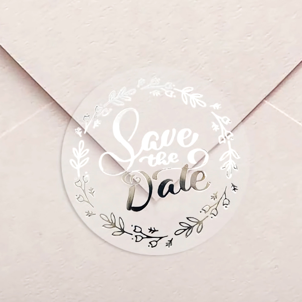 50 個パーソナライズされた金箔銀箔ステッカーラウンド透明背 - Personalised Candle Label のレビューと価格