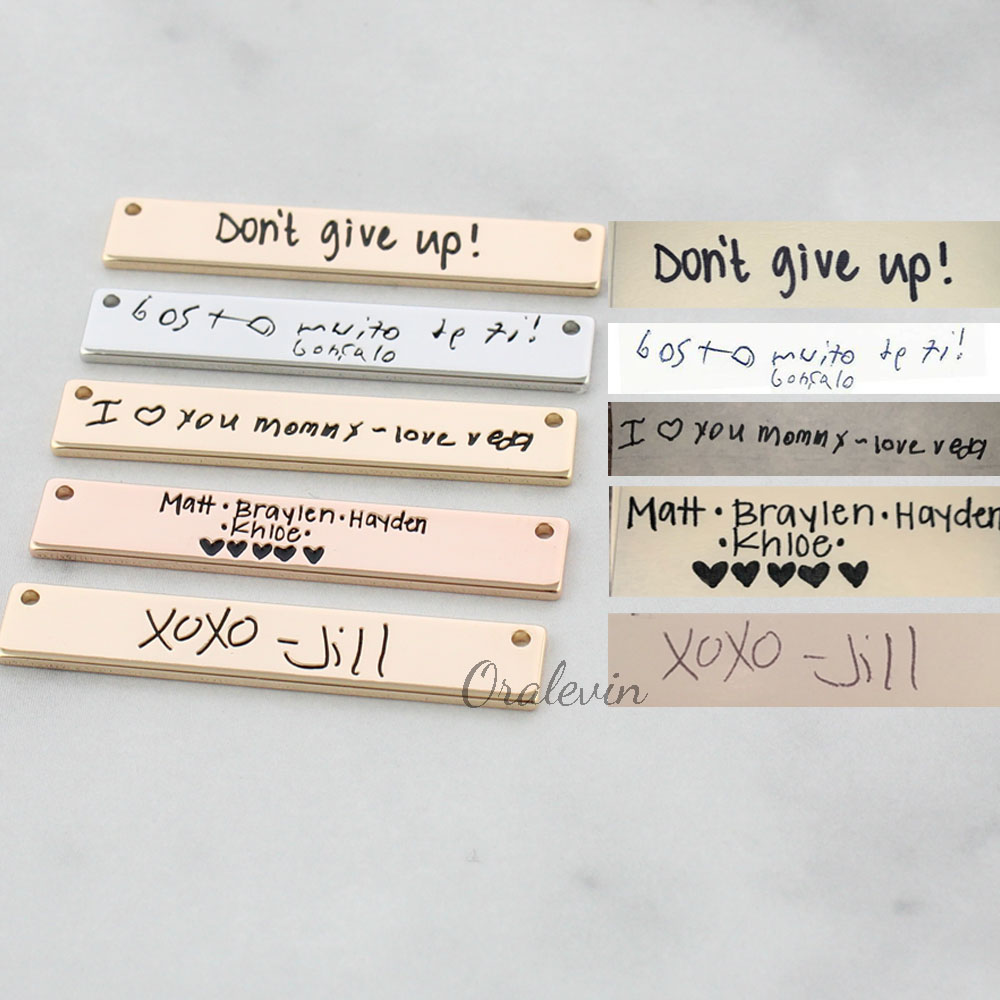 パーソナライズされたカスタム実際手書き名ネックレス描画署名ネ - Handwriting Necklace Bar のレビューと価格