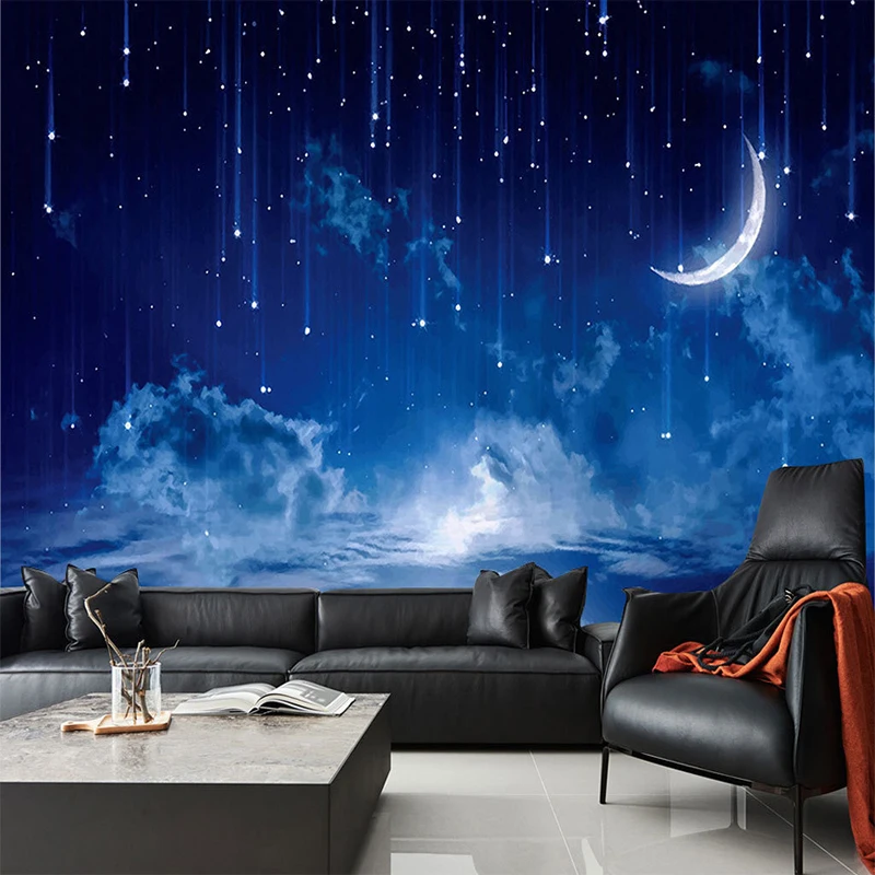 壁画壁紙カスタム青い夜空子供の寝室の背景の壁の写真 3D ス - Custom Night Sky のレビューと価格