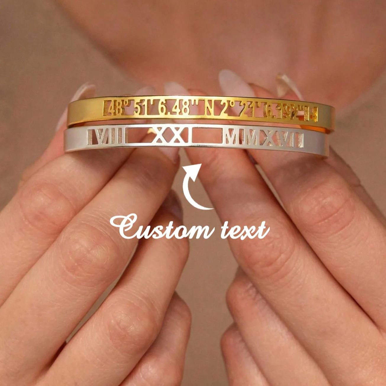 女性のためのローマ数字のステンレス鋼のカフブレスレット,ゴー - Coordinates Bracelet のレビューと価格