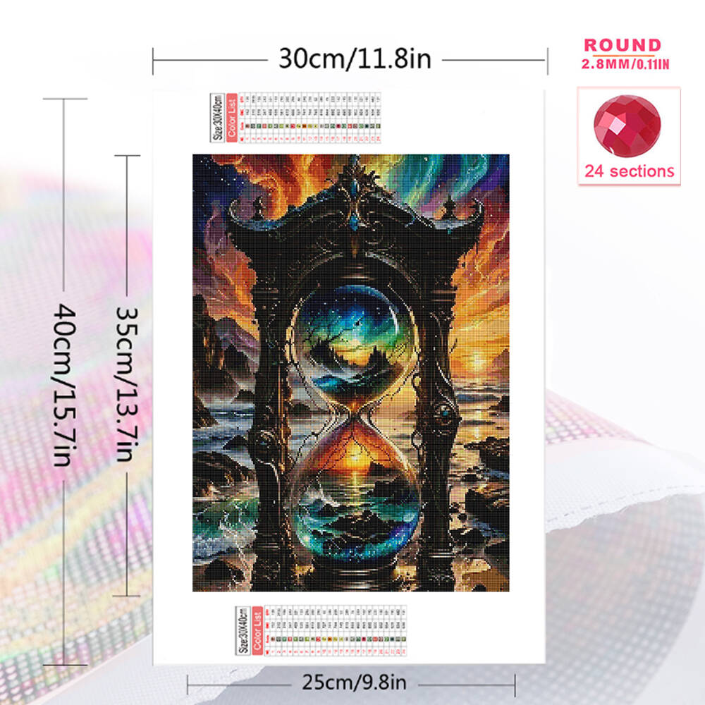 1PC フレームレスダイヤモンド塗装砂時計風景モザイク海辺  - Photo Mosaic Print のレビューと価格