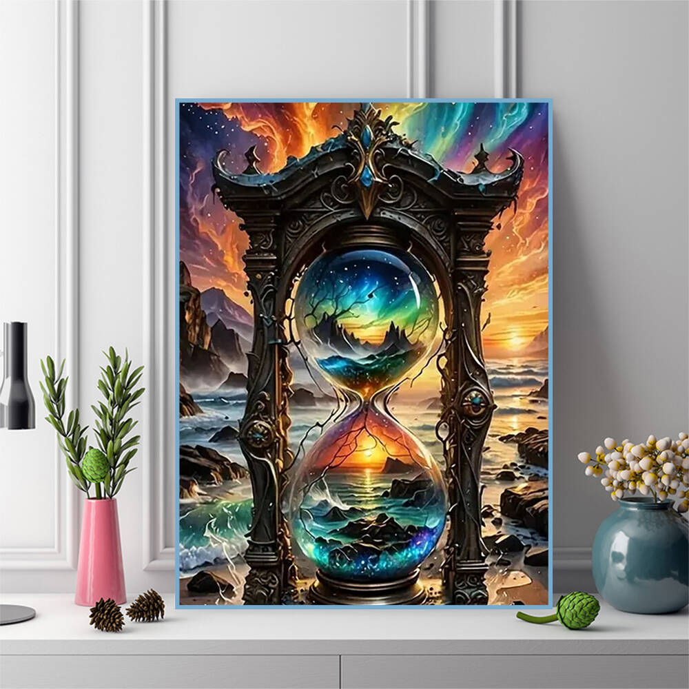 1PC フレームレスダイヤモンド塗装砂時計風景モザイク海辺  - Photo Mosaic Print のレビューと価格